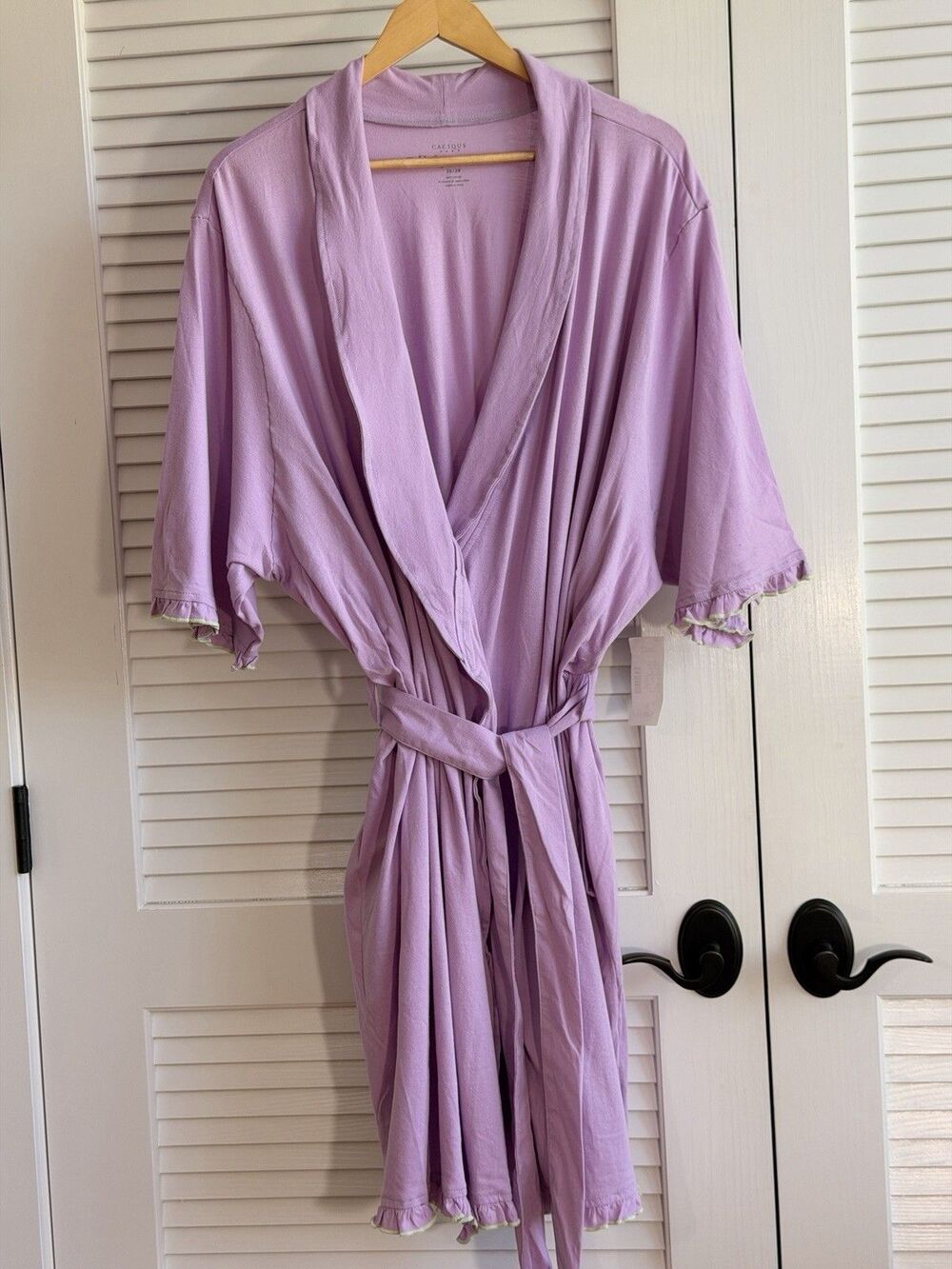 NWT Lane Bryant Cacique Robe 26/28 Purple 100% Cotton Ruffle Trim Plus Size